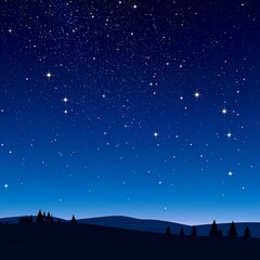 Night sky with stars over a landscape.
