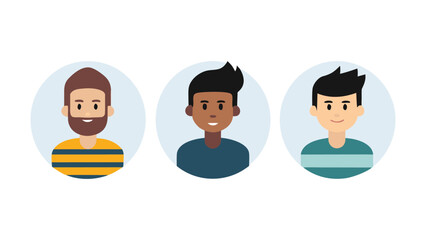 Set of humorous cartoon vector icons featuring business people, couples, and families, vector art icon illustration clipart on white background.