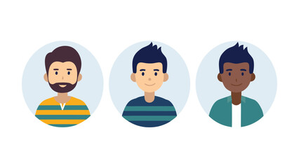 Fototapeta premium Business team user avatars set of people icons with faces vector art icon illustration clip art on white background