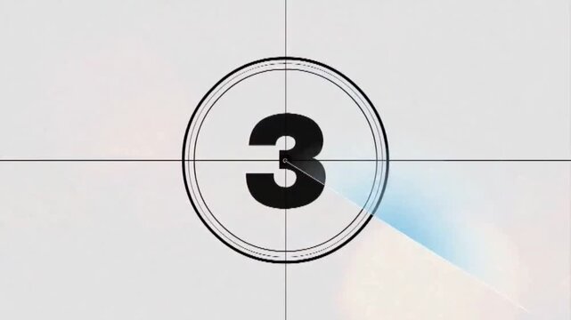 Countdown movie from 1 to 10 number old film timer count in grey retro style vintage video timer. Movie-style countdown Counting from 1 seconds.