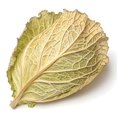 Fototapeta premium Dried cabbage flakes scattered on a clean white background, showing texture