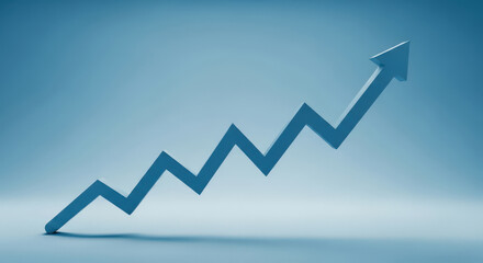 Visual Representation of Upward Economic Trend A Blue Arrow Graphically Depicting Growth and Positive Financial Performance on a Gradient Blue Background