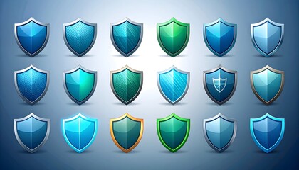 Colorful cartoon shields set