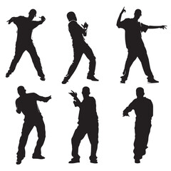Obraz premium vector illustration of dancing man silhouette set, Black & White silhouette set 