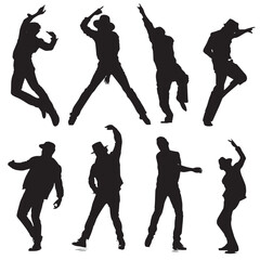 Fototapeta premium vector illustration of dancing man silhouette set, Black & White silhouette set 