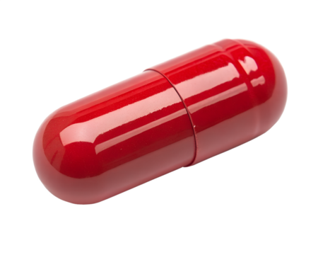 red pill on white background
