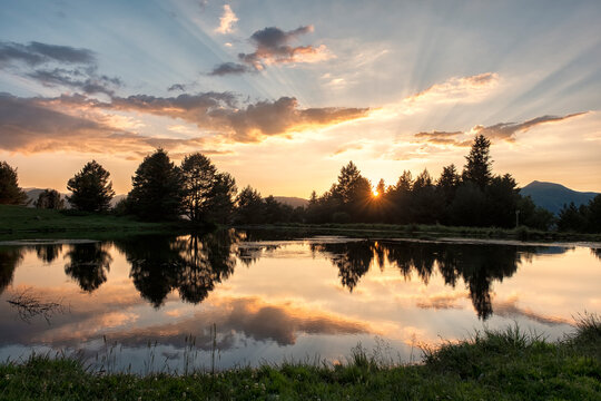 Sunset Reflected in the Bassa d&rsquo;Arres, Vall d&rsquo;Aran