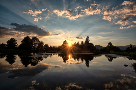 Sunset Reflected in the Bassa d&rsquo;Arres, Vall d&rsquo;Aran