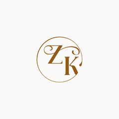 ZK letter luxurius feeling with flow circle fows wedding logo monogram elegant style