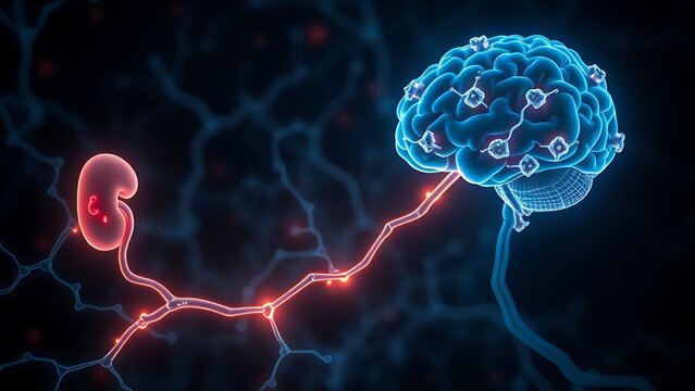 A human head exploding with chaotic wires, symbolizing sensory overload and mental strain.