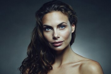 Fototapeta premium Close-up portrait of a supermodel woman in an attractive pose 