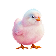 Fototapeta premium Pastel Pink Chick Illustration with Fluffy Feathers on Transparent Background