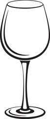 Elegant Wine Glass Outline Vector with Smooth Curves and Detailed Stem