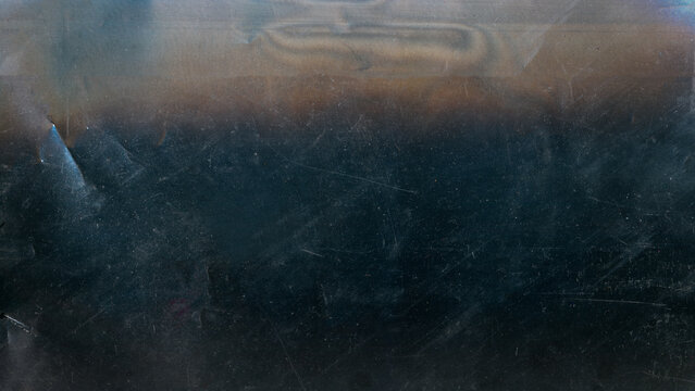 Blur distressed display. Grunge scratch flare. Dirty foil glow on dark gray crashed screen abstract texture. Black damaged old background.