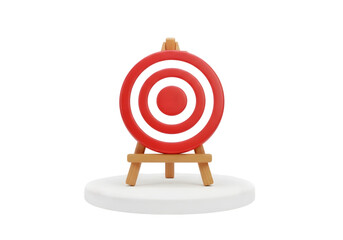 3d red target on stand isolated on transparent background
