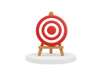 3d red target on stand isolated on transparent background