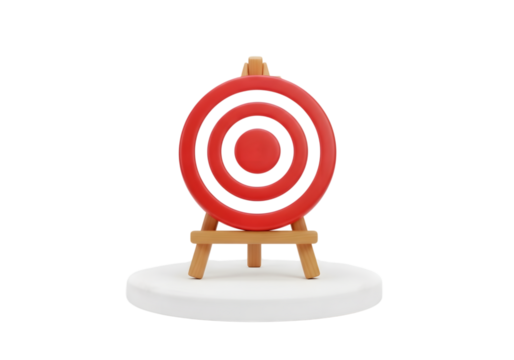3d red target on stand isolated on transparent background - Powered by Adobe