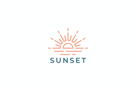 Sunrise Beach Logo Minimalist Linear Unique Concept