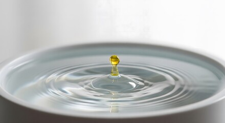 Macro Shot of an Essential Oil Drop Hitting Water in an Aromatherapy Diffuser.