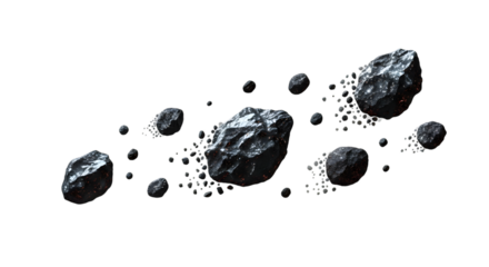 3d group of rocks isolated on transparent background