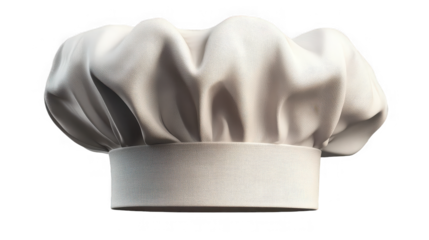 White chef hat, culinary symbol of cooking and professional kitchens on transparent background