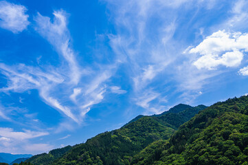 奈良井の夏空と雲