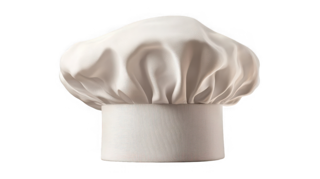 White chef hat, culinary symbol of professional cooking expertise on transparent background