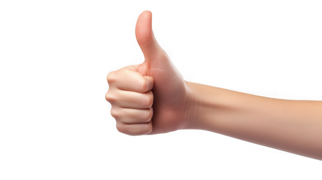 Thumbs Up Gesture, Hand Sign of Approval, Agreement on transparent background