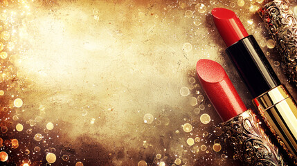A retro-inspired vintage makeup background with old Hollywood glamour elements. © Khlaing