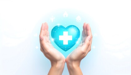 Tender Hands Encircle a Digital Heart, Symbolizing Healthcare
