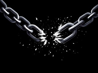 Minimalist symbolic illustration of broken chains, representing the end of slavery and the triumph of freedom. Powerful imagery for remembrance and awareness campaigns