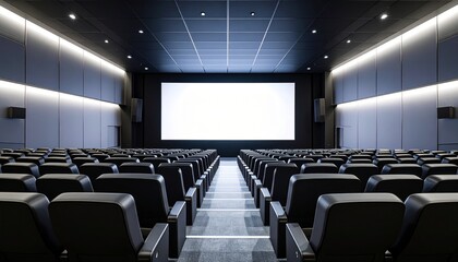 Fototapeta premium 映画館のスクリーン 座席 施設 シンメトリー