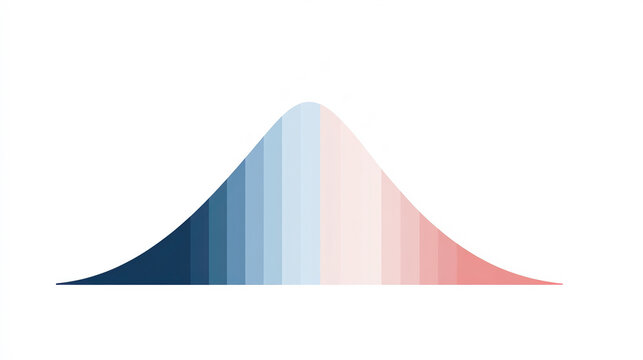 A smooth, stylized bell curve gradient transitioning from blue to red, representing statistical distribution or data visualization