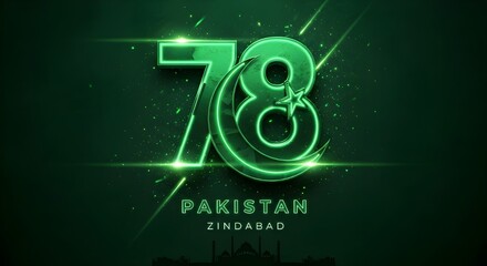 Pakistan independence day celebration seventy eight years green themed background