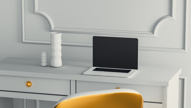 Modern workspace with laptop and elegant decor in bright environment