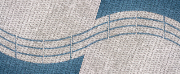 Wavy Fence Shadows on Textured Building Surface