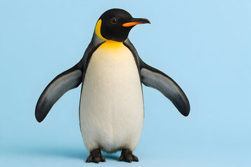 Naklejka premium Penguin action in a colorful background studio shot fun and playful environment