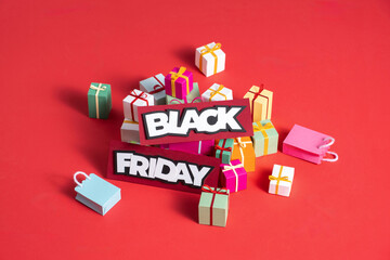 Vibrant Black Friday Shopping Scene With Gift Boxes