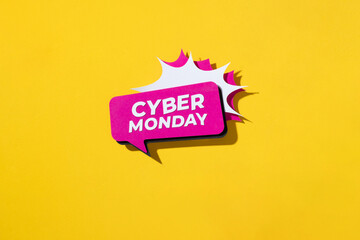 Vibrant Cyber Monday Sale Graphic on Yellow Background