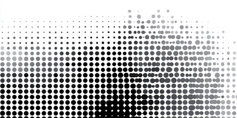 black halftone dots abstract pattern, fading to white, isolated on white background, modern minimal concept, seamless vector style