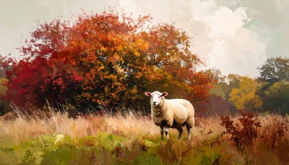 Sheep in autumnal landscape