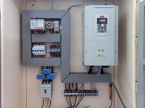 Electrical Control Panel with Variable Frequency Drive and Components
