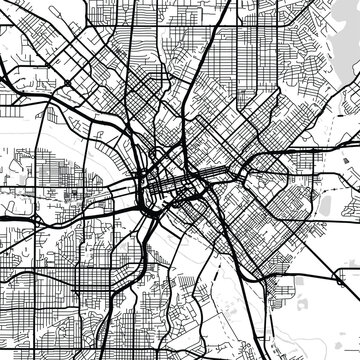 Dallas City Map Art Print Sleek monochrome urban grids in refined minimalist style, showcasing modern blueprint aesthetics in White and Black tones.                                