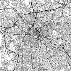 Obraz premium Charlotte City Map Art Print Modern Monochrome Urban Grids in Sleek Linework, Refined White and Black Cartographic Wall Decor, Minimalist Blueprint Aesthetic, Simple yet Sophisticated Geometric Design