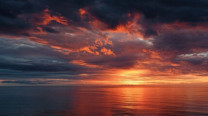 Dramatic sunset over a calm ocean (1)