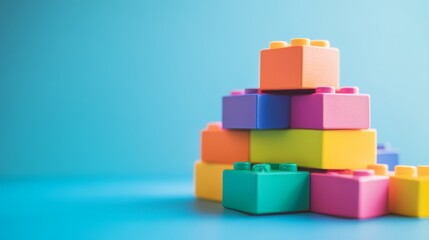 Obraz premium 6.Toy Block Podium, Colorful Plastic Bricks Stacked into a Playful Stage, Whimsical Showcase, Kids' Creativity