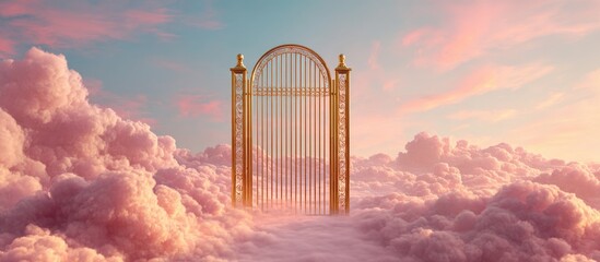 Golden gate to a pastel sky