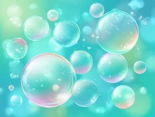 Obraz premium シャボン玉ときらめく背景壁紙
