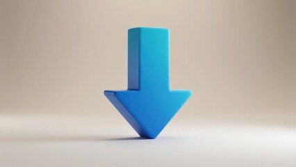 On a solid - color background, a blue - gradient three - dimensional downward arrow, simple and clear, conveying meanings such as guidance and download.