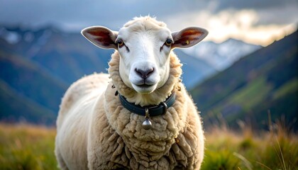 Fototapeta premium Sheep portrait in a meadow